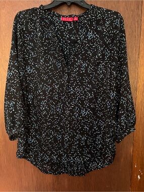 Elle Black Blouse with Light Blue Dot Print